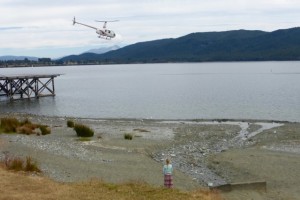Der Heli startet zum Rundflug am Lake Te Anau